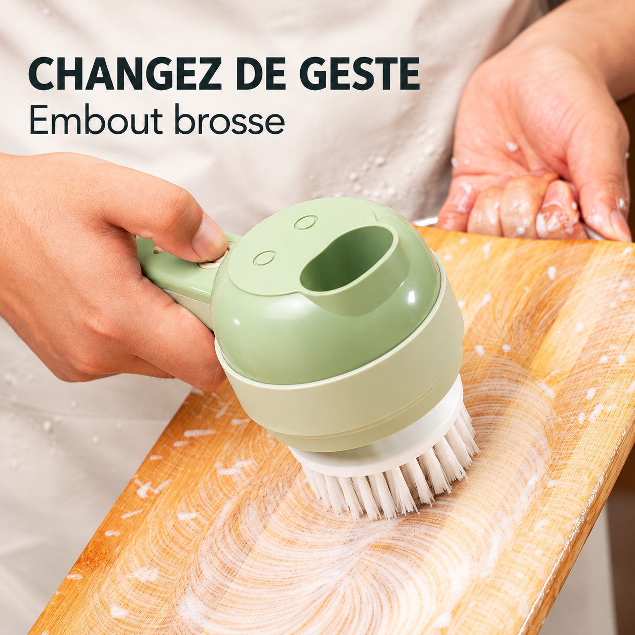 L’embout brosse utilisé sur une planche